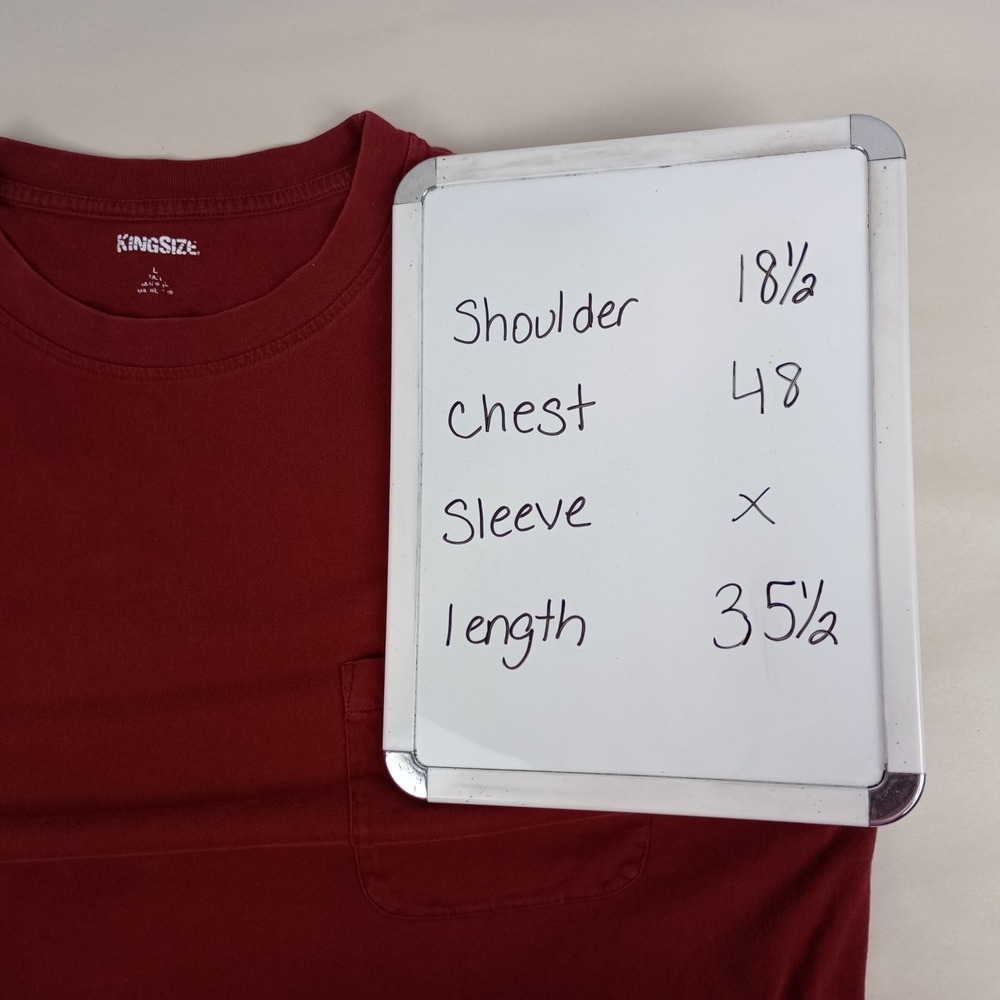 KingSize Mens L Tall Maroon Cotton Pocket Muscle Tee Sleeveless T-Shirt - Picture 6 of 6